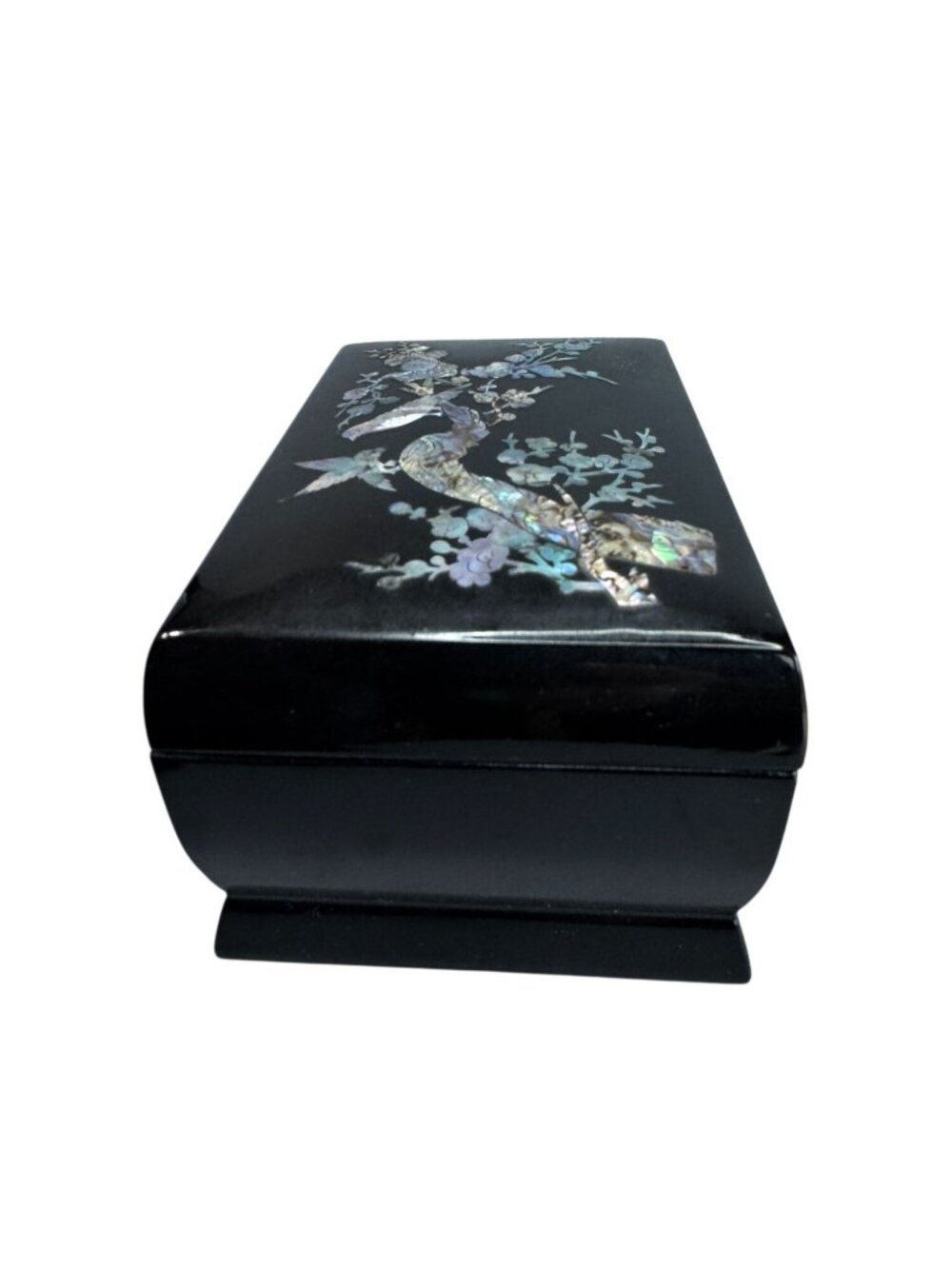 Sanyo Jewelry Music Box Black Lacquer Abalone MOP Inlay 5 3/4 Inch - Picture 7 of 11